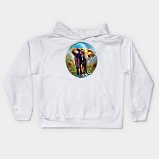 Vibrant Pachyderm: A Symphony of Colors Kids Hoodie